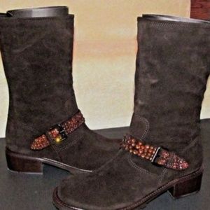 GIUSEPPE ZANOTTI DESIGN SUEDE MOTO BOOTS NIB SZ 10